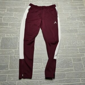 Nike Jordan Athletic Pants Womens M Burgundy‎ Polyester Knit Ankle Zip Warm Up